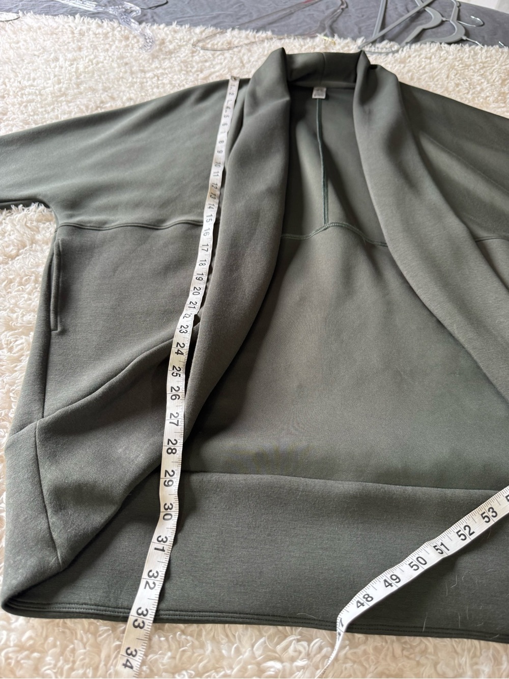 SPANX Womens Air Essentials Cocoon Cardigan Wrap Pockets Green Dark Palm Sz M/L - Picture 6 of 11